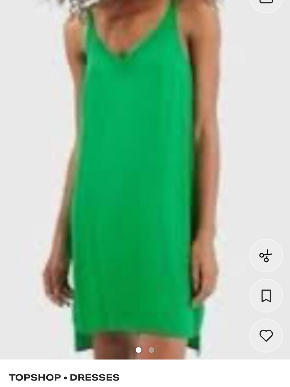 Topshop Bright Green V-Neck Slip Mini Dress size 4